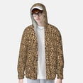 thumbnail image 2 of Fotbe Leopard Print Brown Chaqueta con Protección Solar UPF 50+ para Hombre y Mujer, Camisa con Capucha y Bolsillos-Large, 2 of 7