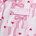 thumbnail image 3 of FASHOFT Valentine's Day Pajamas for Women Set Bow Printing Button Up Pjs Short Sleeve Ruffle Sleepwear Notch Collar Bride Soft Comfy Pj Lounge Sets White L, 3 of 9