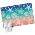 thumbnail image 2 of Marine Life Washable Small Entryway Area Rugs 2'x3', Starfish Shell Coral Gradient Blue Green Red Ocean Low Pile Throw Rug Non-Slip Sturdy Edge Binding Carpet for Front Door Floor Room Entry, 2 of 9