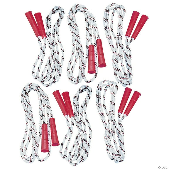 Fun Express Nylon Jump Ropes with Red Handles 7 Ft - 6 Pieces