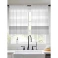 thumbnail image 3 of Grey Stripe Semi Sheer Curtains 54 Inch Length 2 Panels Set, Modern Abstract Monochrome Geometric Sheer Kitchen Curtain Privacy Voile Window Curtain for Living Room Bedroom Rod Pocket Drapes, 3 of 7