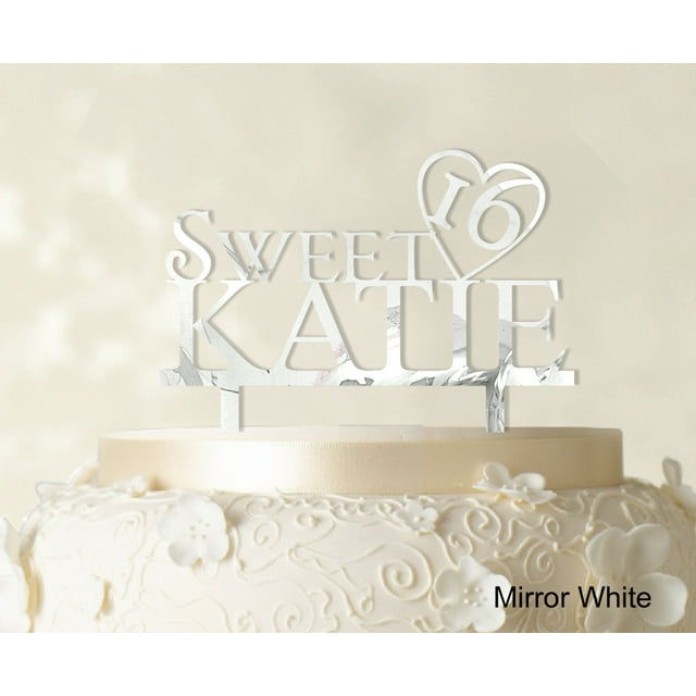 Personalized Birthday Cake Topper Mirror Cake Topper Color Option Available 5-7 Inches Wide
