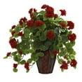 thumbnail image 2 of Nearly Natural Plastic 22" Geranium Artificial Plant with Decorative Planter, Green/Red, 2 of 4