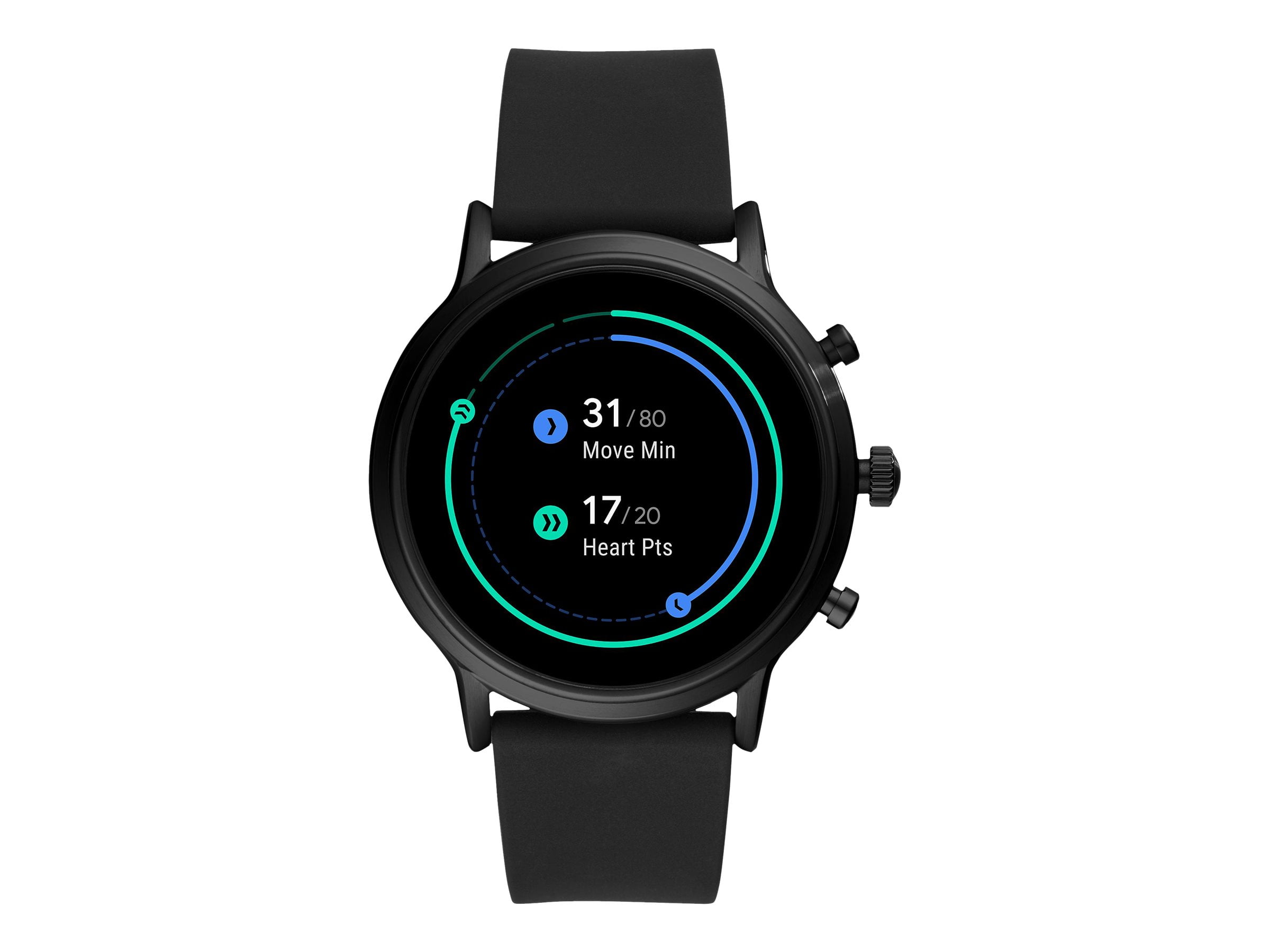 Fossil Gen 5 Carlyle HR - 44 mm - black - smart watch with strap - silicone - black - band size