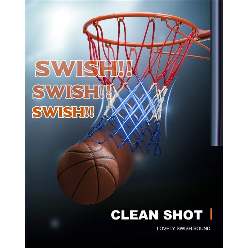 Replacement basketball net, thickened and durable, suitable for standard indoor and outdoor basketball hoops, all-weather whiplash protection - 12 rings