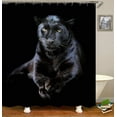 thumbnail image 3 of 4PCS Black Panther Shower Curtain Set, Cheetah Leopard Jaguar African Wildlife Safari Wild Animal Modern Bathroom Decor, Black Shower Curtain, Non-slip Bath Mat Toilet Rug, Hunting in the Dark, 3 of 7