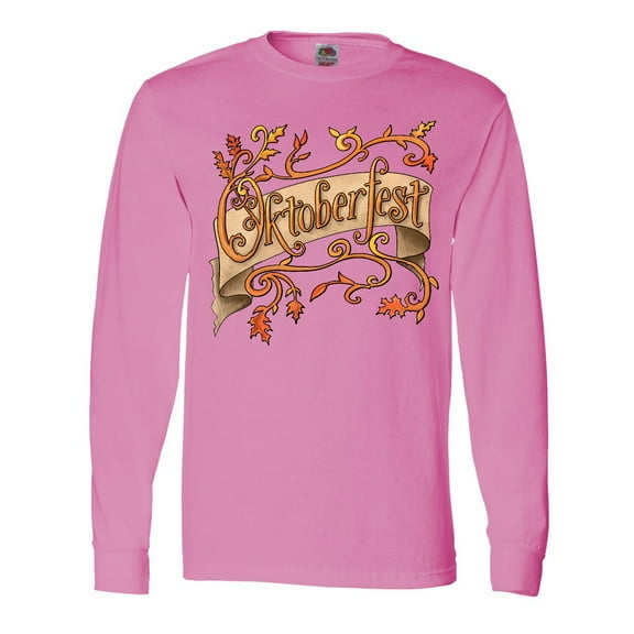 Inktastic Oktoberfest Banner with Orange Autumn Leaves Long Sleeve T-Shirt