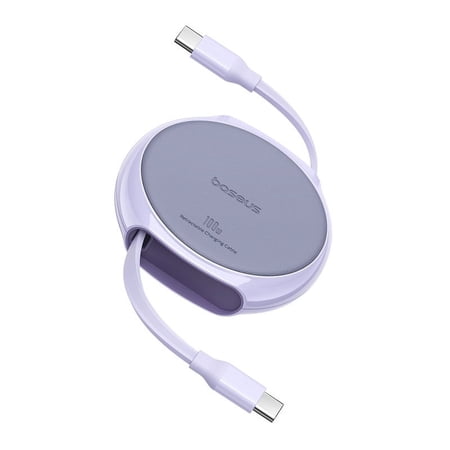 Baseus USB C Cable 100W Retractable Charging Cable USB C to USB C Cable Fast Charging Cable, Purple