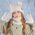thumbnail image 2 of ievspot Kids Winter Hat Gloves Scarf Set with Pom Fleece Lined Neck Warmer Mitten Set for Girls Boys Ages 4-10 Outdoor Accessories, 2 of 8
