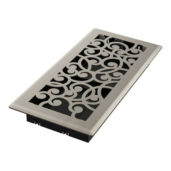 Imperial RG3361 Brushed Nickel Wonderland Design Louvered Floor Register - 4inch x 12inch Duct Opening