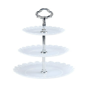 Pudcoco 3-Tier Cake Plate Stand Tray Wedding Birthday Party Cupcake Display Tower Set