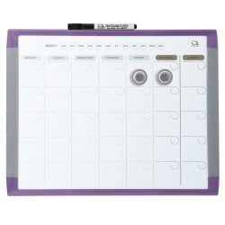 Quartet Magnetic Dry Erase 1-Month Calendar Board, Assorted Frame Colors, 11 x 14