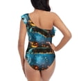 thumbnail image 6 of Yiaed Spooky Halloween Print Women One Piece Swimsuits Tummy Control One Shoulder Bathing Suits Pattern Ruffle Swimwear-X-Large, 6 of 8