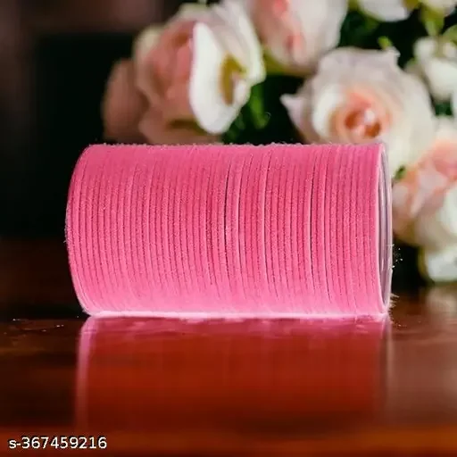 Handmade Pink Color 36 PCS Velvet Metal bangle bracelet For Girls Made In India High Quality Bangles Set For Girls And Women