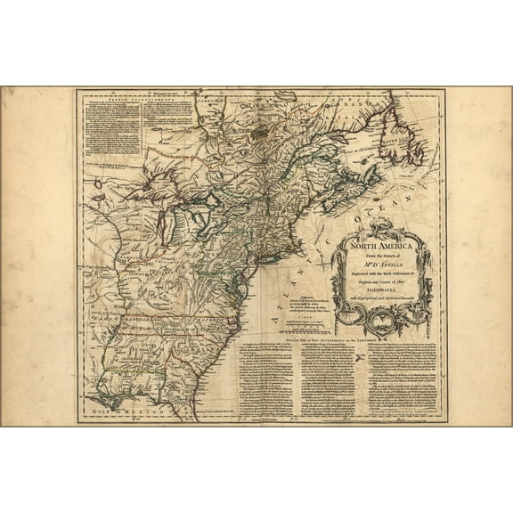 24"x36" Gallery Poster, map of north america pre united states 1768