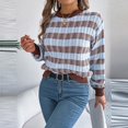 thumbnail image 5 of Fall Womens Sweaters Classic Argyle Striped Knitted Pullover Casual Long Sleeve Crew Neck Vintage Preppy Style Sweater, 5 of 6