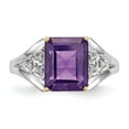 thumbnail image 4 of White Sterling Silver Ring Band Gemstone Yellow Diamond Amethyst Purple 2 to 8 mm (tapered), 4 of 5