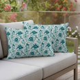 thumbnail image 2 of 2 Pack Outdoor Waterproof Throw Pillows, Ombre Turquoise Wild Flower Decorative Rectangle Pillow Case Patio Pillows for Chair Couch Sofa 20x12in, 2 of 9