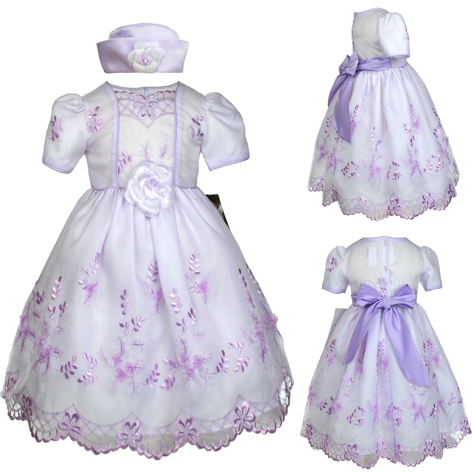 Baby Girl Toddler Wedding Easter Baptism Formal Party Lilac Dress S-XL 0-36 M 