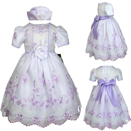 

Baby Toddler Girl Formal Party Flower Lavender Lilac Dress 0 to 36mths