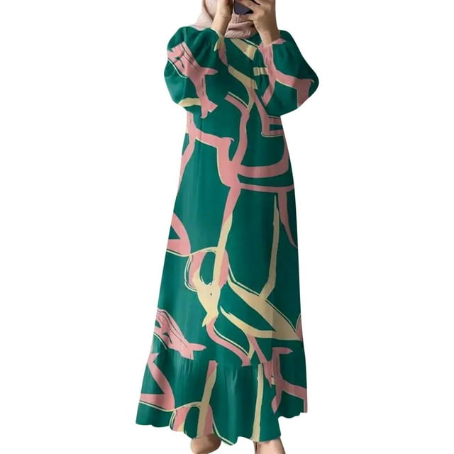 TINZ Robe Abaya à Manches Longues pour Femmes Robe Hijab pour Femmes Robe de Soirée Complète Manches Longues Robes Nigérianes pour Femmes Robe Élégante pour Femmes Vêtements Nation of Islam