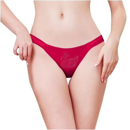 Panties for Women Clearance Women s Solid Color High Waisted Bikini Lace Ice Silk Underwear M