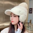 thumbnail image 2 of Caywon Women Solid Color Faux Bucket Hat Winter Warm Windproof Soft Stretch Fisherman Hat Casual Outdoor Packable Winter Soft Cute Fuzzy Fisherman Cap, 2 of 2