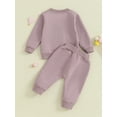 thumbnail image 4 of Bagilaanoe 2PCS Toddler Baby Girl Pants Set Letter Print Long Sleeve Sweatshirt Tops + Sweatpants 3M 6M 12M 18M 24M 3T Kids Casual Sweatsuits, 4 of 9