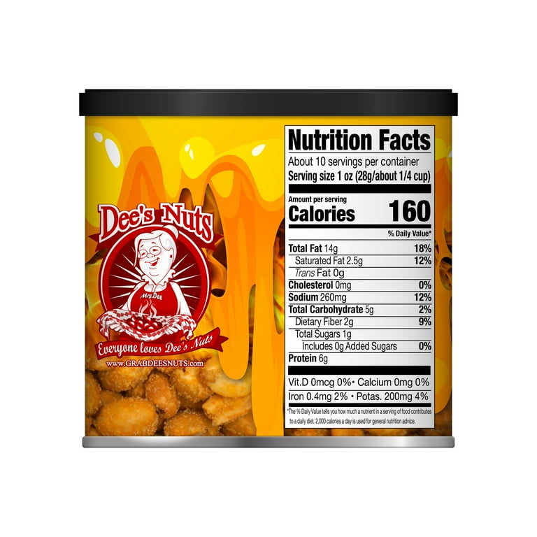 Dee's Nuts Peanuts, Hot Cheddar Flavor, 10 oz Canister - Walmart.com