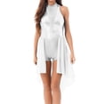 thumbnail image 4 of iEFiEL Womens Sequined Lyrical Dance Dress Costume Mesh Gymnastics Skirted Leotard White XL, 4 of 7