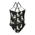 thumbnail image 2 of Girls' One-piece Swimsuit Cross Back Bathing Suit Beach Surfing Sizes 3T-10T White Dalmatian Dogs, 2 of 9