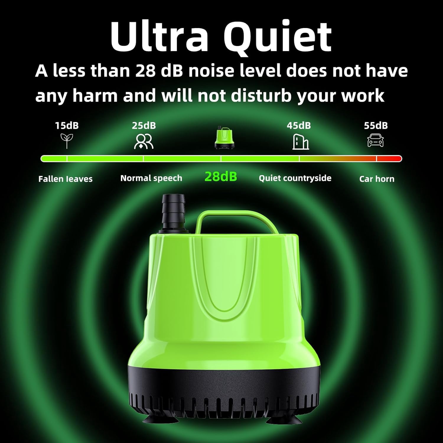 Fountain Submersible Water Pump: 330 GPH 25W Small Sump Pump for Outdoor Pond Hydroponic Statuary Waterfall Aquarium Fish Tank