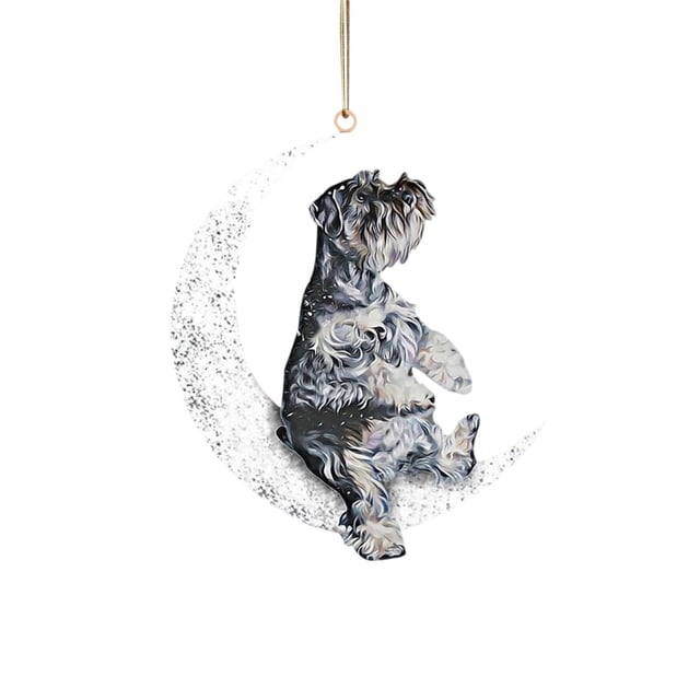 Arte del hierro Siéntese en la luna Adorno de luna de perro encantador para amantes de los perros Colgante de árbol de Navidad Wmkox8yii gf6352
