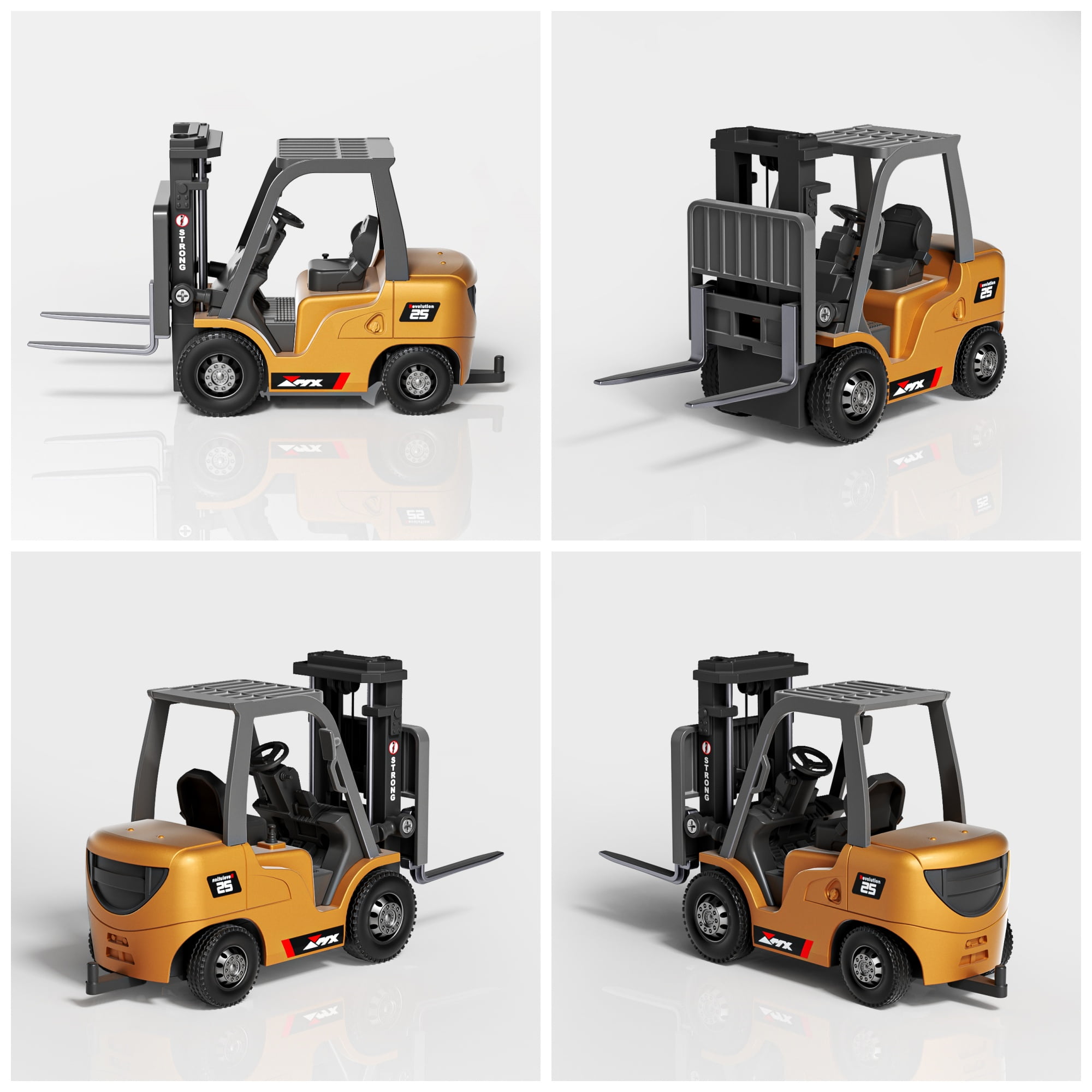 BRRRRT 1/64 RC Forklift Toy 7 Channel 2 Mode Mini Remote Control Forklift Truck with Rechargeable Battery 2 in 1 Transformable Lift Fork & Hook for Adults Kids Boys and Girls
