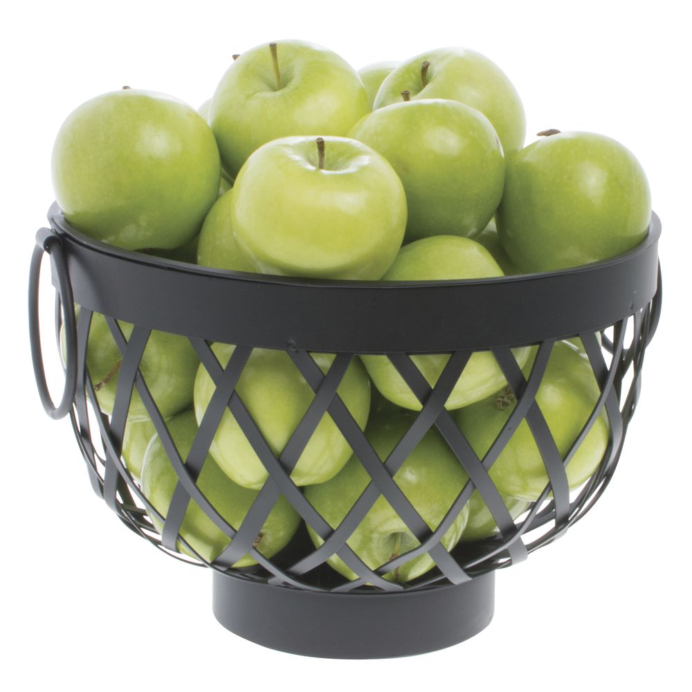 HUBERT Metal Basket with Handles Round Black - 9 1/2"Dia x 7"H