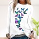 thumbnail image 2 of Camiseta con estampado de mariposa de manga larga con cuello redondo informal a la moda para mujer Pompotops gfhjh16080, 2 of 8