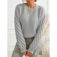 thumbnail image 3 of CUPSHE Women's Sweater Long Sleeve Crewneck Sweaters Cable Knit Tops, 3 of 6