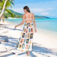 thumbnail image 7 of FORMRS Womens Long Sarong Beach Wrap Semi-Sheer Bikini Skirt Bathing Swimsuit Cover Up, Beige Playful Stamp, 7 of 7