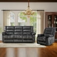 thumbnail image 7 of Ebello 3-Seater Manual Recliner Sofa Set, Overstuffed Fabric Reclining Couch with Removable Console, Cup Holders for Living Room Home Theater, Dark Gray, 7 of 7