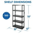 thumbnail image 3 of 5 Shelf Fixed Height Ventilated Medium Duty Storage Unit 14 x 32 x 72 Organizer System for Home, Garage, Basement, and Laundry, Black, 3 of 9