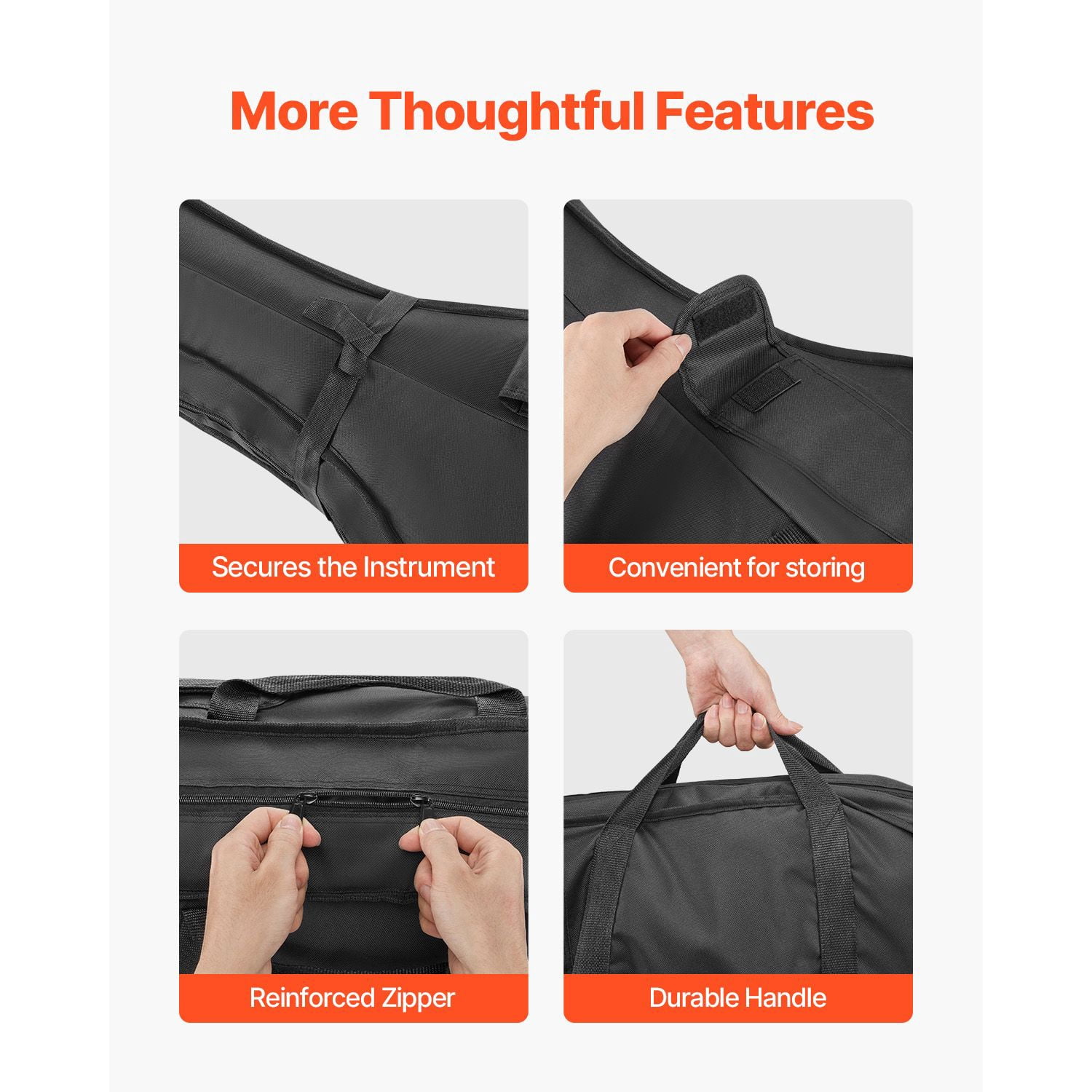 Carbon Fiber Violin Carrying Case - 4/4 Full Size, Water-Resistant Black Bag
