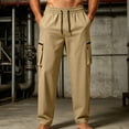 thumbnail image 2 of Men's Outdoor Cargo Pants Lightweight Quick Dry Utility Pants Loose Fit Straight Leg Elastic Waist with Zipper Pockets for Work Hiking, Khaki, XS, 2 of 5