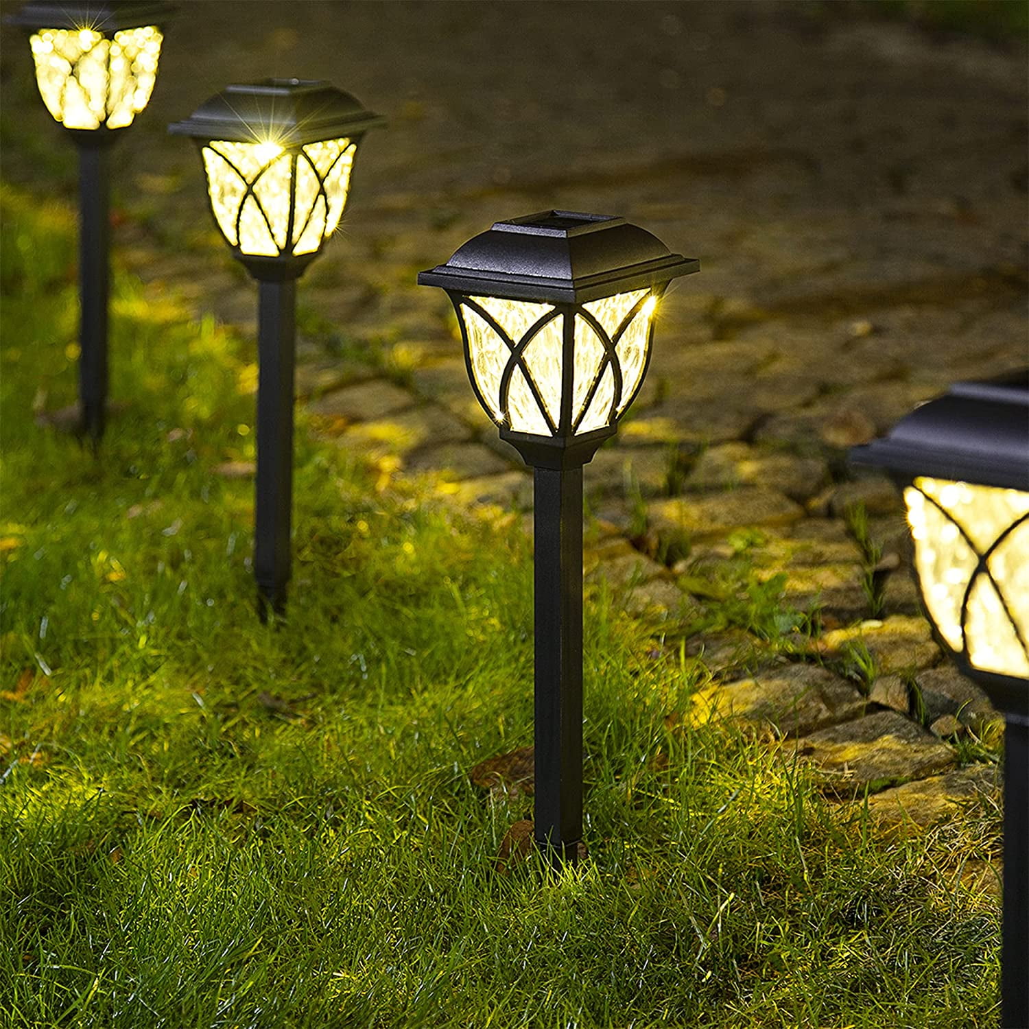 Outdoor Landscape Warm White Solar LED Light Yard Garden Waterproof Lamp