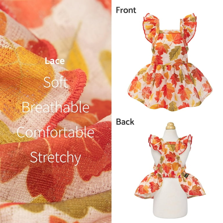 Fitwarm Maple Dog Dress, Ruffled Doggy Thanksgiving Dress, Fall Dog Clothes  for Small Dogs Girl, Pet Outfit, Red, Orange, Medium - Walmart.com
