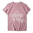 thumbnail image 3 of Aayomet Graphic Tees For Women Letters Tee Neck Women Tunic Printing Tops Sleeve Short Shirts Graphic Tees For Women Pink,XL, 3 of 4
