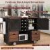 thumbnail image 4 of K&K 54" Farmhouse Kitchen Island with Drop Leaf, Power Outlet, Kitchen Storage Cart with 2 Doors, 2 Drawers, Rolling Kitchen Island on 4 Large Wheels with Spice Rack for Kitchen, Dining Room, Black, 4 of 5