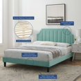 thumbnail image 4 of Platform Bed Frame, Full Size, Velvet, Blue, Modern Contemporary Urban Design, Bedroom Master Guest Suite, 4 of 10