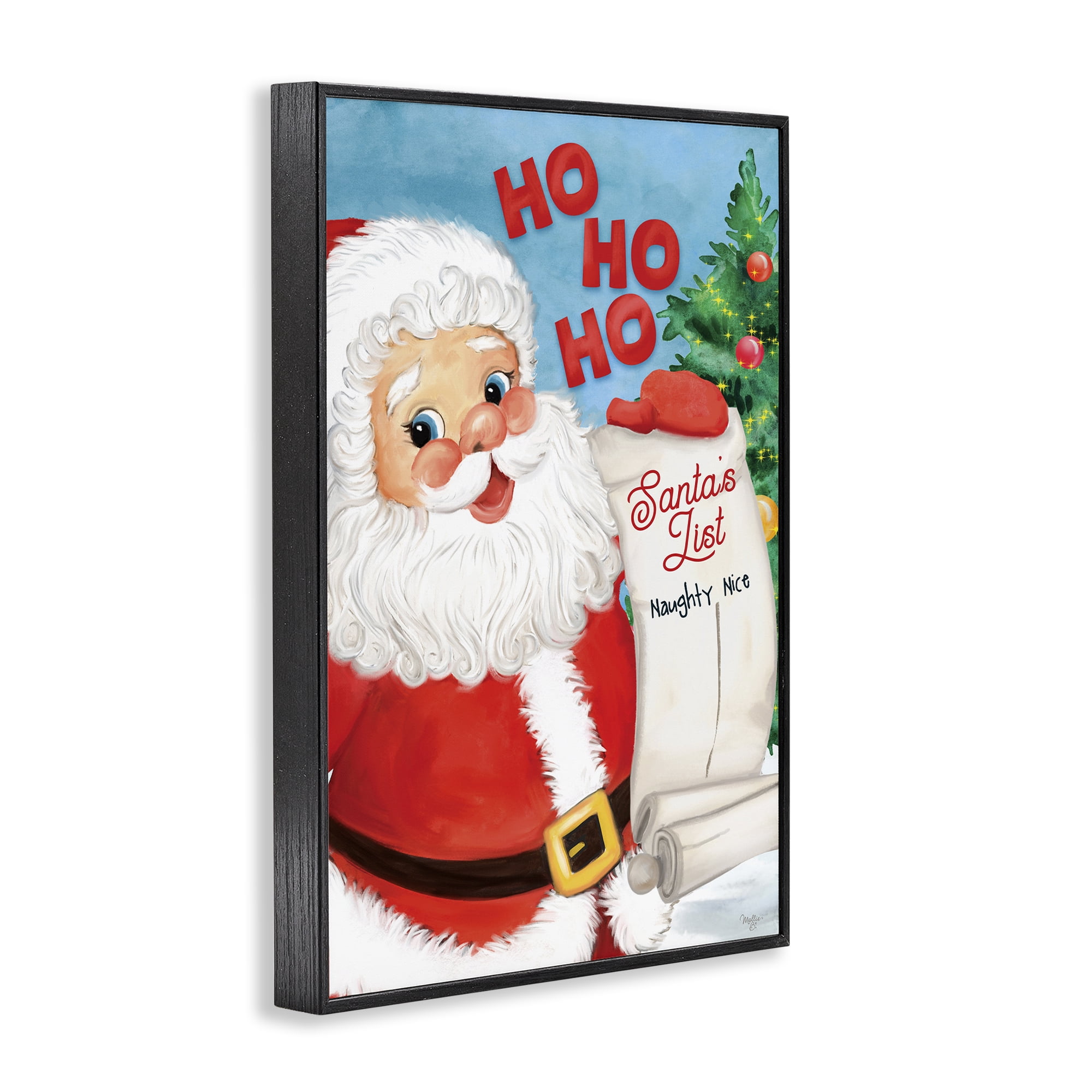 Stupell Industries Santa's Naughty Nice List Holiday Painting Black Framed Art Print Wall Art, 16 x 24