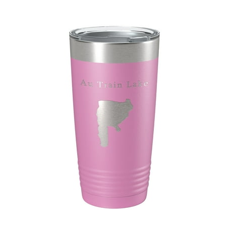 

Au Train Lake Map Tumbler Travel Mug Insulated Laser Engraved Coffee Cup Michigan 20 oz Light Purple