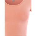 thumbnail image 4 of A2Y Women's Basic Ribbed Short Sleeve Rayon Crew Neck Fitted Crop Top Tee Ballet Pink L, 4 of 5